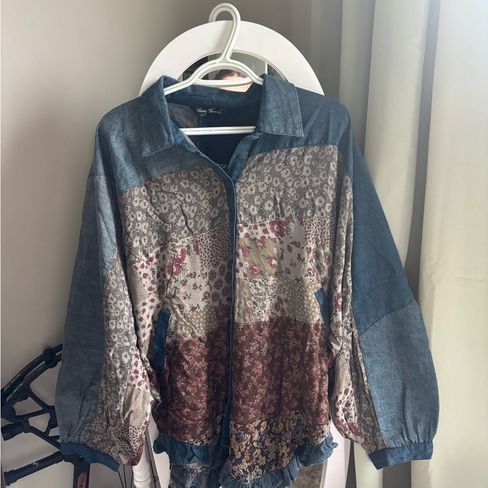 Patchwork Floral Bomber Jacket - image 1